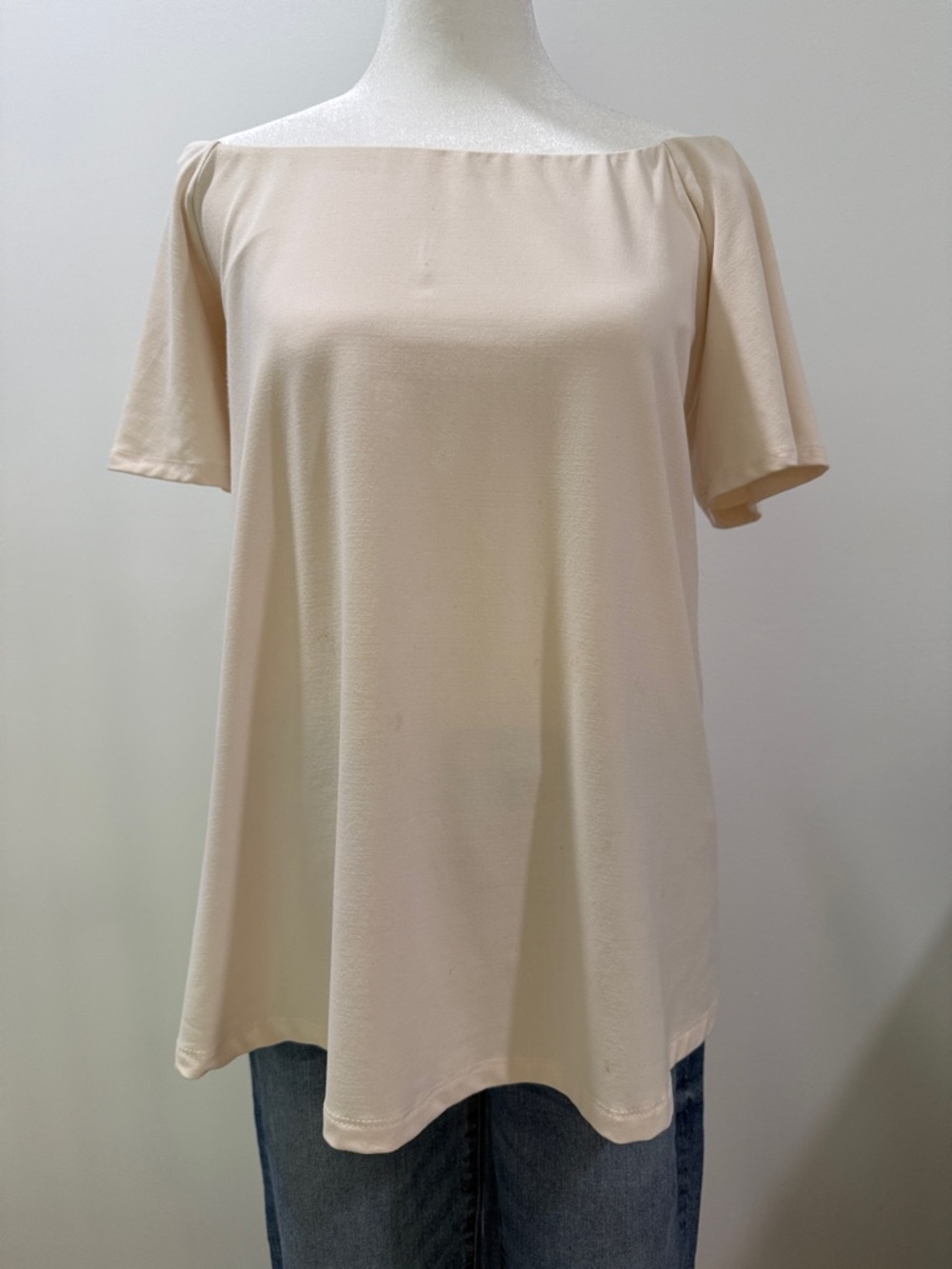 Susana Monaco Cream Off-Shoulder Short Sleeve Tunic